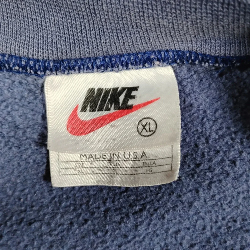 Vintage Nike Swoosh Crewneck Sweatshirt XL Blue Made‎ in USA 90s Distressed